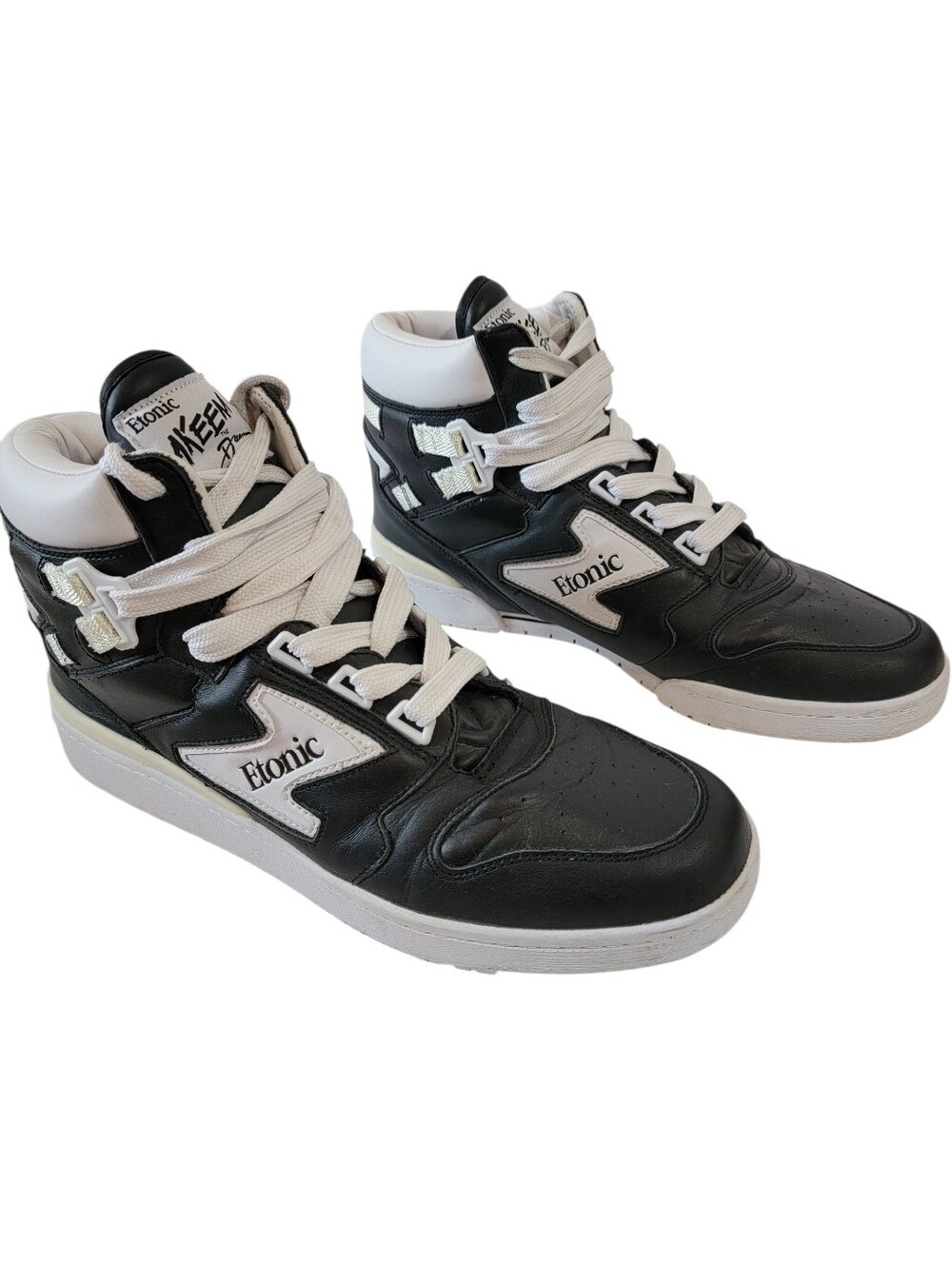 VTG ETONIC HAKEEM THE DREAM 1 Black/White High Top Sneakers Mens Sz 9.5 Retro